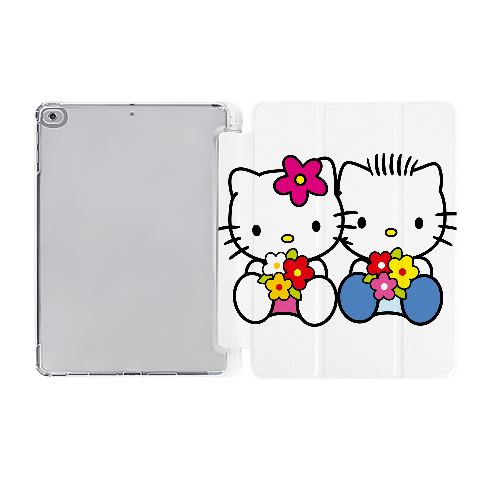 （画像用） Hello Kitty ハローキティ IPad ケース ペン収納付き 三つ折りスタンド PUレザー×シリコン 対応機種9.5/10.5/10.9インチ